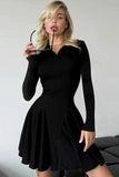 Cinessd Elegant Slim Long Sleeve Mini Dress