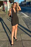 Cinessd V-Neck Sleeveless Mini Dress