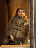 Cinessd Faux Fur Furry Coat For Women Turn-down Collar Button Up Loose Fashion Long Sleeve Jacket Female 2024 Autumn Chic Outwear Tops