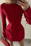 Cinessd Elegant Long Sleeve Bodycon Mini Dress