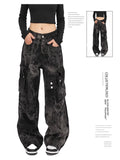 Cinessd Women's Black Gothic Wide Leg Jeans Y2K Japanese Harajuku 2000s Style High Street Retro Loose Pants Jeans 90s Clothing 2024 New