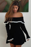 Cinessd Off-Shoulder Long Sleeve Mini Dress