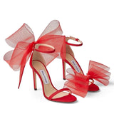 Cinessd Woman Sandals Big Butterfly-Knot Summer 2024 High Heels Pumps Pointed Designer Mary Janes Sexy Stiletto Wedding Wind Solid Shoes