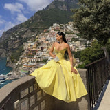 Cinessd Mingmingxi Summer Strapless Bodycon Dresses Women 2024 New Arrivals Elegant Formal Occasion Dress Yellow Guest Party Dresses