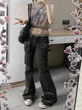 Cinessd Women's Black Gothic Y2K Jeans Baggy Aesthetic Denim Trousers Harajuku Streetwear Jean Pants Vintage 2000s Trashy Clothes 2024