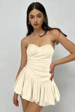 Cinessd Strapless Sleeveless High Waisted A-Line Mini Dress