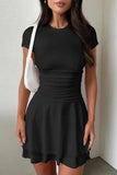 Cinessd Elegant Slim Fit Short Sleeve Mini Dress