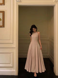 Cinessd Classy A Line Scoop Neckline Long Light Pink Prom Dresses Birthday Outfits Evening Gown SD1024