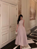 Cinessd Classy A Line Scoop Neckline Long Light Pink Prom Dresses Birthday Outfits Evening Gown SD1024