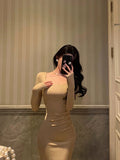 Cinessd Sexy Sheath Square Neckline Long Prom Dresses Birthday Outfits Evening Gown SD1038