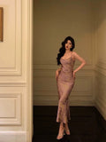 Cinessd Classy Sheath Spaghetti Straps Lilac Prom Dresses Birthday Outfits Evening Gown SD1112