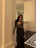 Cinessd Gorgeous Mermaid Black Lace Date Night Dress Long Prom Dresses Birthday Outfits SD1117