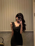 Cinessd Sexy Sheath V Neckline Black Long Prom Dresses Birthday Outfits Evening Gown SD971