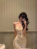 Cinessd Classy Sheath Spaghetti Straps Ivory Floral Prom Dresses Birthday Outfits Evening Gown SD998