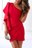 Cinessd High Waist One Shoulder Mini Dress