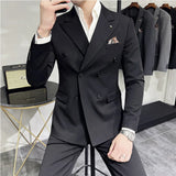 Cinessd Men's Classic Double-breasted Suit Suit (suit+pants) 7XL-S Men's Luxury Fashion Wedding Banquet Social Suit Business Suit 2 Sets