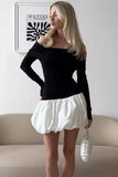 Cinessd Slim High Waist Off-Shoulder Long Sleeve Mini Dress