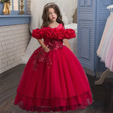 Cinessd New Elegant Girl Party Dress Long Wedding Bridesmaid Dress 4-13 Year Old Mesh Embroidered Graduation Ball Evening Dress