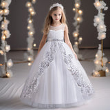 Cinessd Elegant Girls Wedding Dresses Bridesmaid Banquet Long Gown 2024 Teen Girls First Communion White Princess Appliques Lace Dress