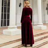 Cinessd Spring 2024 Elegant Red Long Dress Velvet Solid Color Premium  Formal Evening Vestidos Festa Luxo Rojo Maxi Dresses For Women