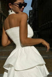 Cinessd Strapless High Waist Mini Dress