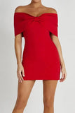 Cinessd Bow Off-Shoulder Mini Dress