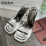 Cinessd Eilyken Summer Fashion Butterfly-knot Satin Women Slipper Slip On Ladies Sandal Thin High Heel Outdoor Dress Slides Shoes