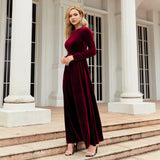 Cinessd Spring 2024 Elegant Red Long Dress Velvet Solid Color Premium  Formal Evening Vestidos Festa Luxo Rojo Maxi Dresses For Women