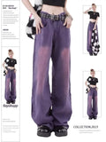 Cinessd Women's Purple Baggy Jeans Harajuku Aesthetic Y2k Oversize Denim Trousers High Waist Cowboy Pants Vintage 2000s Trashy Clothes