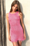 Cinessd Sleeveless Mini Dress with See-Through Straps