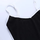 Summer Sexy Slip Bodycon Dress Woman Black Contrast Slim Fitting Hot Sheath Streetwear Club Party Girls Clothes  218018P