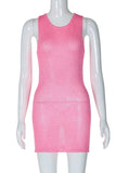 Cinessd Sleeveless See-Through Mini Dress