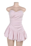 Cinessd Strapless Sleeveless High Waisted A-Line Mini Dress