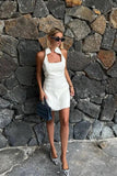 Cinessd Elegant Sleeveless Slim Fit Mini Dress with Straps