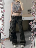 Cinessd Women's Black Gothic Y2K Jeans Baggy Aesthetic Denim Trousers Harajuku Streetwear Jean Pants Vintage 2000s Trashy Clothes 2024