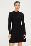 Cinessd High Waist Long Sleeve A-Line Mini Dress