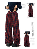 Cinessd Women's Plaid Pants Harajuku Streetwear Y2k Retro Sweatpants 2000s Autumn Winter 90s Aesthetic Vintage Fashion Casual Clothes