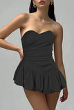 Cinessd Strapless Sleeveless High Waisted A-Line Mini Dress