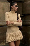 Cinessd Elegant Long Sleeve Mini Dress