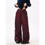 Cinessd Women's Plaid Pants Harajuku Streetwear Y2k Retro Sweatpants 2000s Autumn Winter 90s Aesthetic Vintage Fashion Casual Clothes