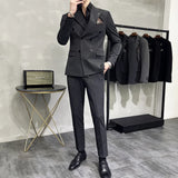 Cinessd Men's Classic Double-breasted Suit Suit (suit+pants) 7XL-S Men's Luxury Fashion Wedding Banquet Social Suit Business Suit 2 Sets