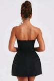 Cinessd Strapless High Waist Mini Dress