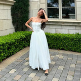 Cinessd  Christmas Gift Outfit  Summer Elegant Dresses for Women 2024 New Arrivals White Long Party Dresses Hollow Out Flare Female Clothing