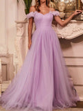 Cinessd - Long Dress Party V-neck Off The Shoulder Evening Dress Yellow Purple Blue Elegant Evening Gown Custom Made Robe De Soiree
