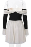 Cinessd Strapless Mini Dress with Long Sleeves and High Waist