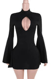 Cinessd Backless Slim Fit Long Sleeve Mini Dress