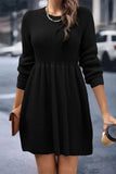 Cinessd Pleated Long Sleeve Mini Dress with High Waist