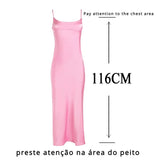 Cinessd  Christmas Gift Outfit 2025 Pink Camis Satin Long Dresses Elegant Sleeveless Slip Holiday Party Dresses Sexy Casual Backless Summer Dresses Women 2025