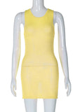 Cinessd Sleeveless See-Through Mini Dress