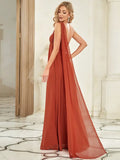 Cinessd Elegant Evening Dresses Long One-Shoulder Ruched Side Draped 2024 Ever Pretty of Chiffon A-LINE Burnt Orange Bridesmaid Dress